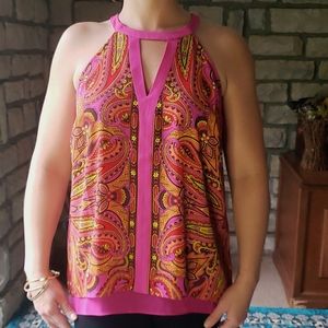 Cache Paisley Keyhole Halter Top